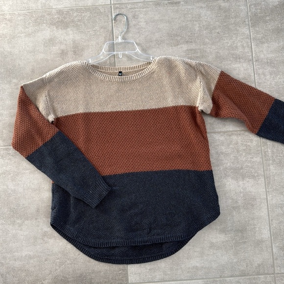 KUHL Bella Stripe Merino Wool Blend Knit Sweater-Blue/Brown/Tan- M - Picture 9 of 12